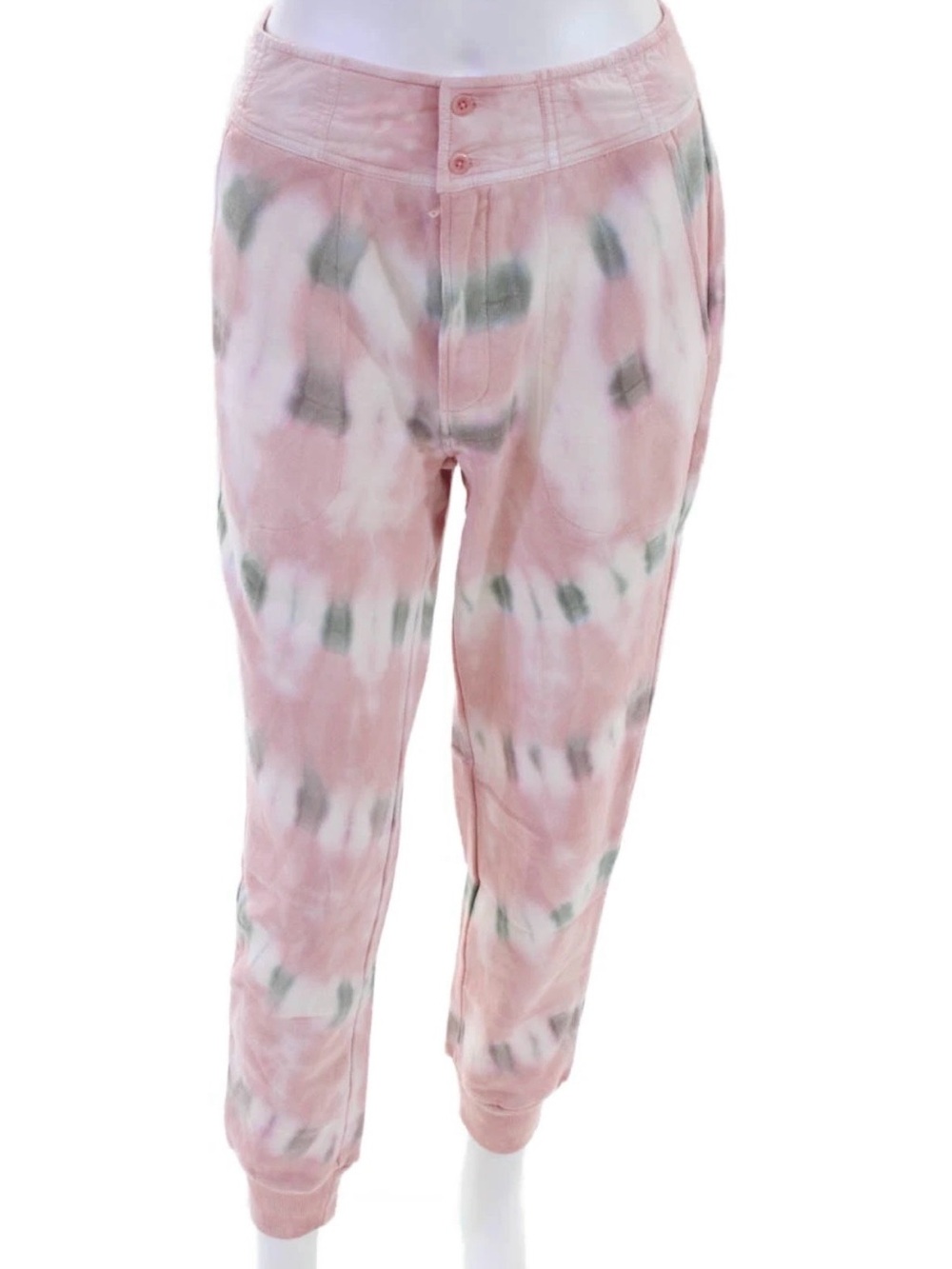 Something Navy Bridget Button Waist SweatpantsTie-Dye in Pink Size Small
